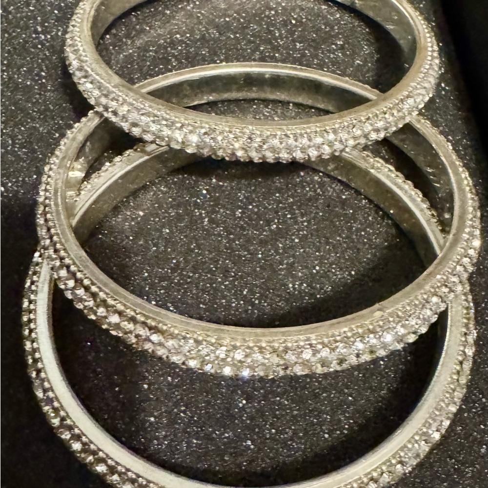 Dazzling Silver Crystal Bracelet Trio